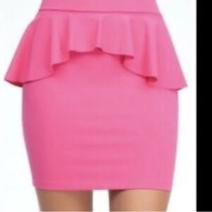 Bebe Pink Ruffled Pencil Mini Skirt Night Out